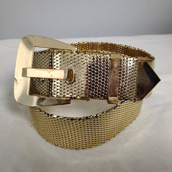 ❤️WHITING & DAVIS Wide Gold Mesh Womens Belt size 29-34 main image 7